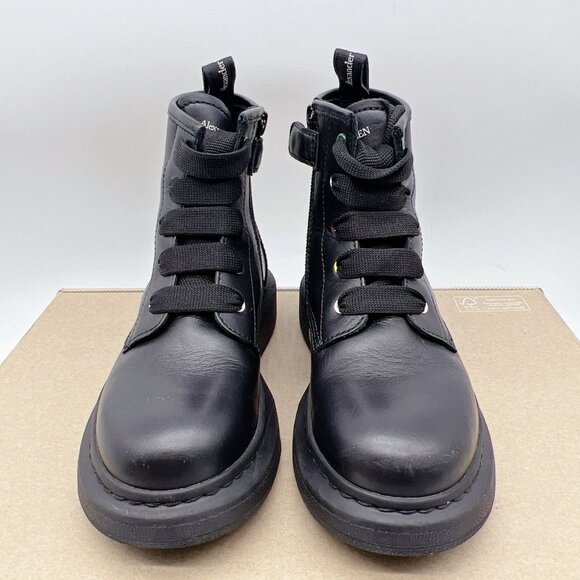ALEXANDER MCQUEEN Hybrid Lace-up Boots BLACK/ Multi Leather Kids EU 30/ US12 - Picture 4 of 13